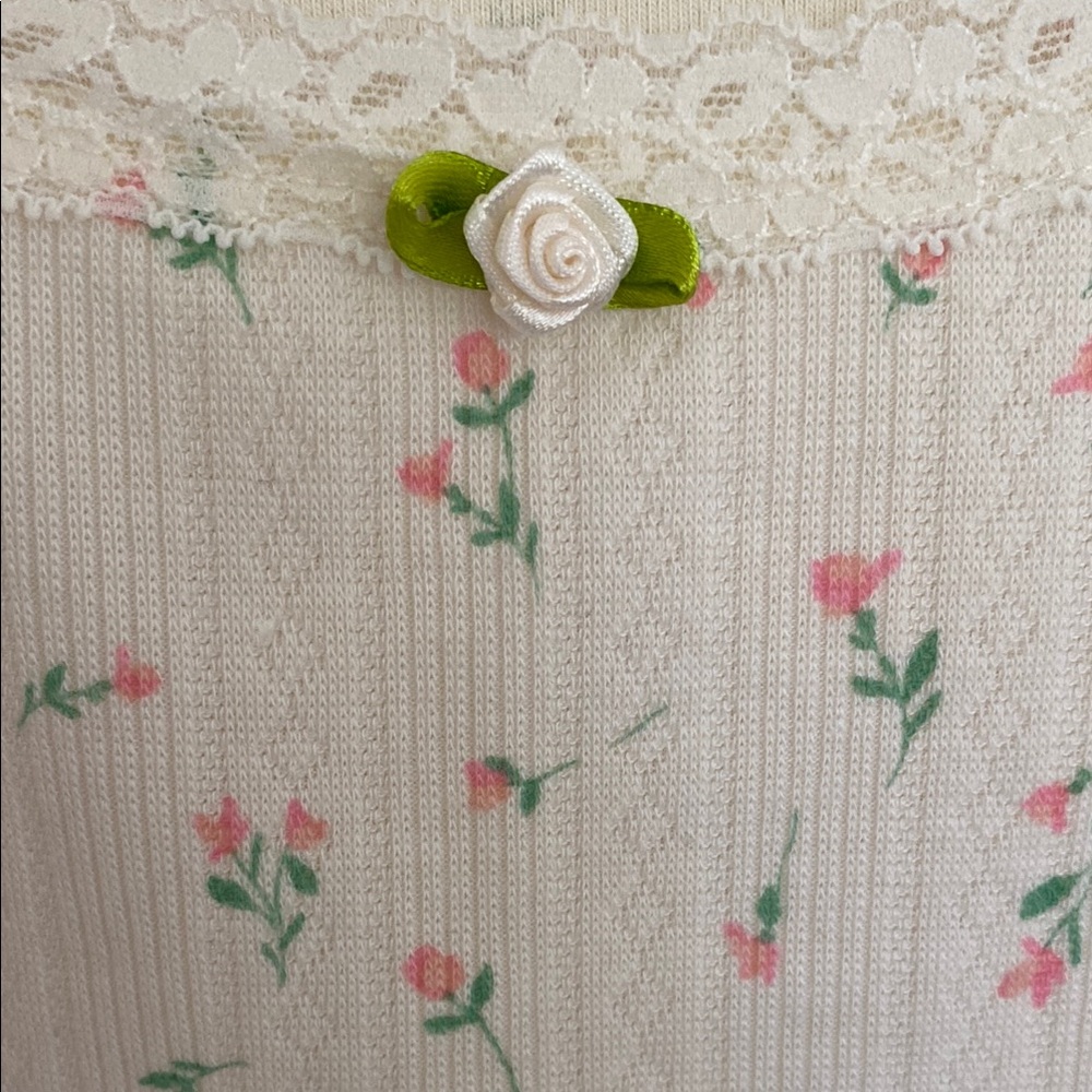 Wild Fable Pointelle Floral Top with Cap Sleeves & Rosebud Small - Picture 4 of 4